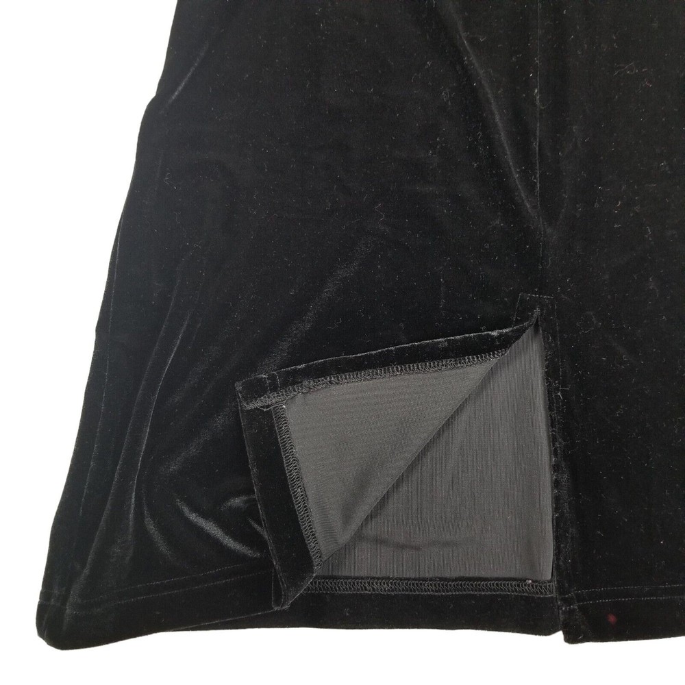 NY Collection Velour Stretch Knee Length Dress Long Sleeve Womens M Velvet - Picture 11 of 12
